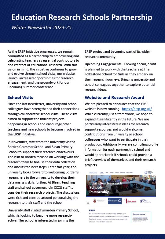 Image of first page of the Winter 2024-25 newsletter